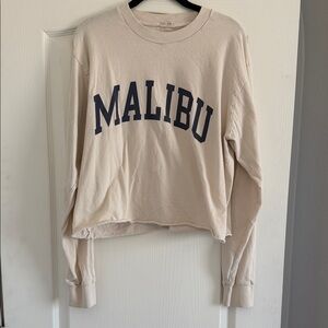 Brandy Melville Cream Malibu Graphic Long Sleeve
